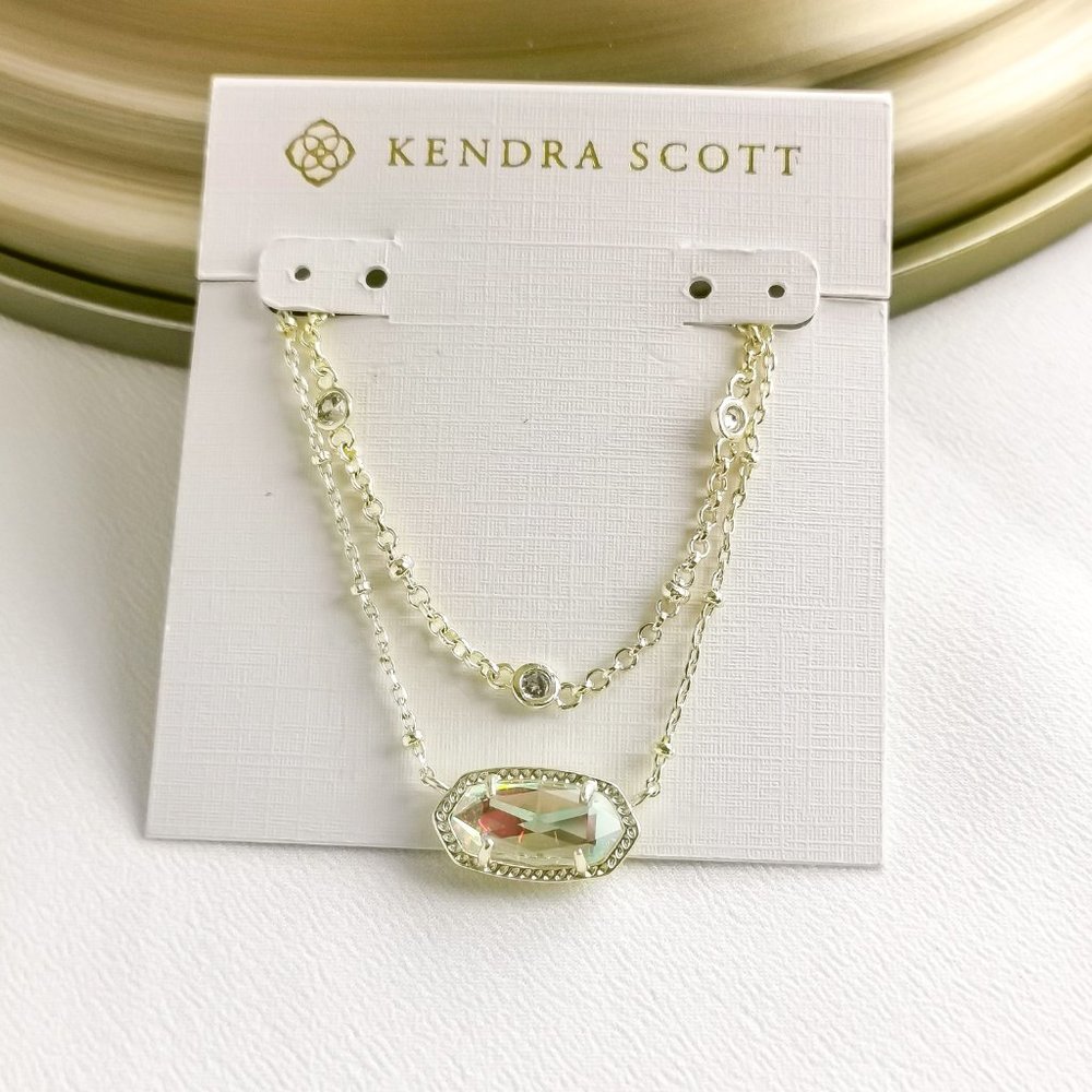 **SOLD**. Elisa Dichroic Glass Multi Strand Necklace Gold